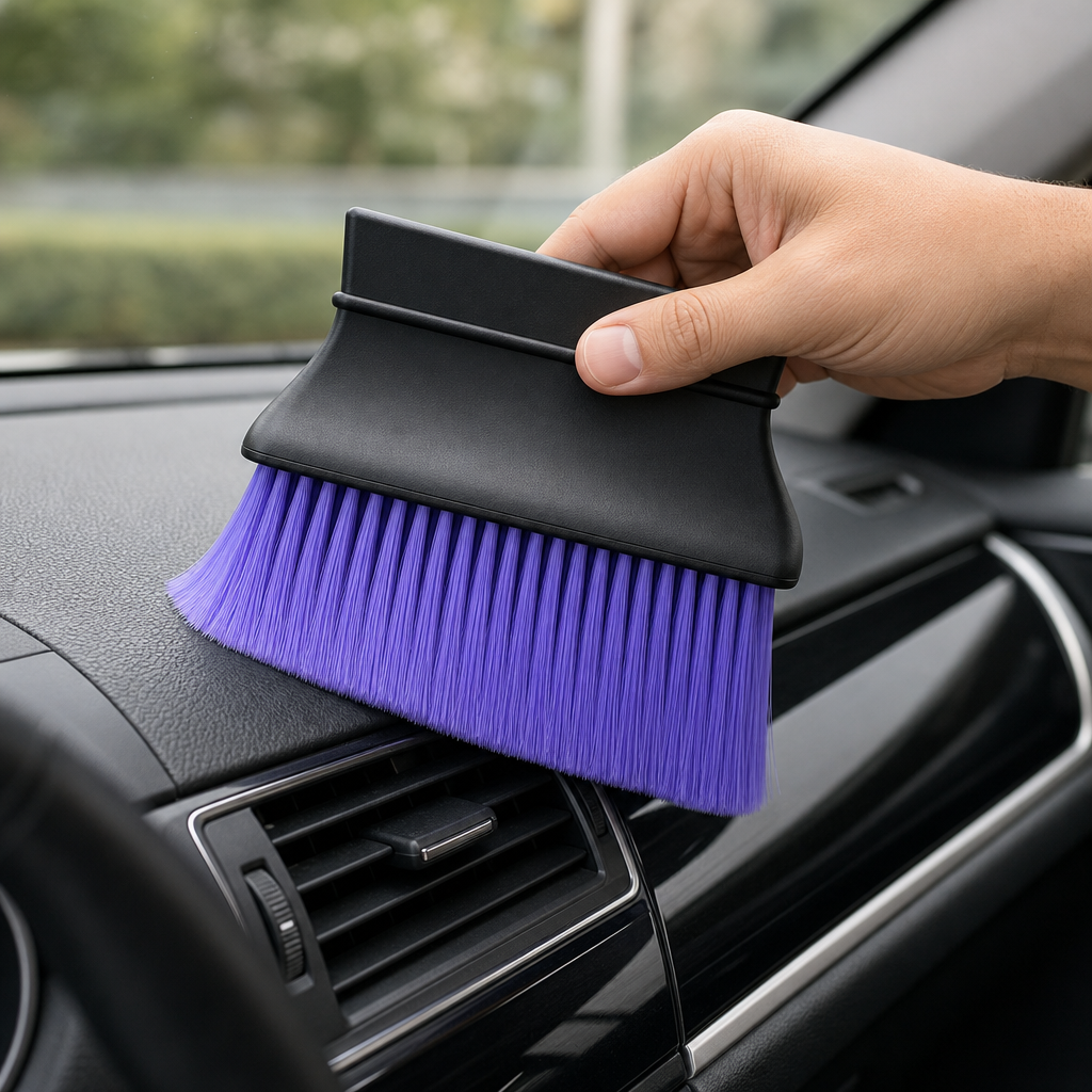 120 Pieces Car Dust Cleaning Brushes (Black Handle with Purple Bristles)
