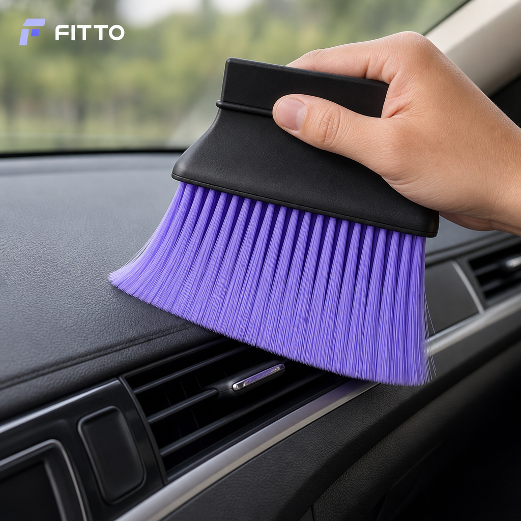 120 Pieces Car Dust Cleaning Brushes (Black Handle with Purple Bristles)