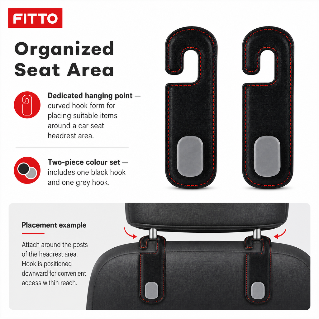 96 Pieces Car Seat Hooks (2 Pack – Black and Grey Seat-Back Hangers for Vehicle Interior Organization)