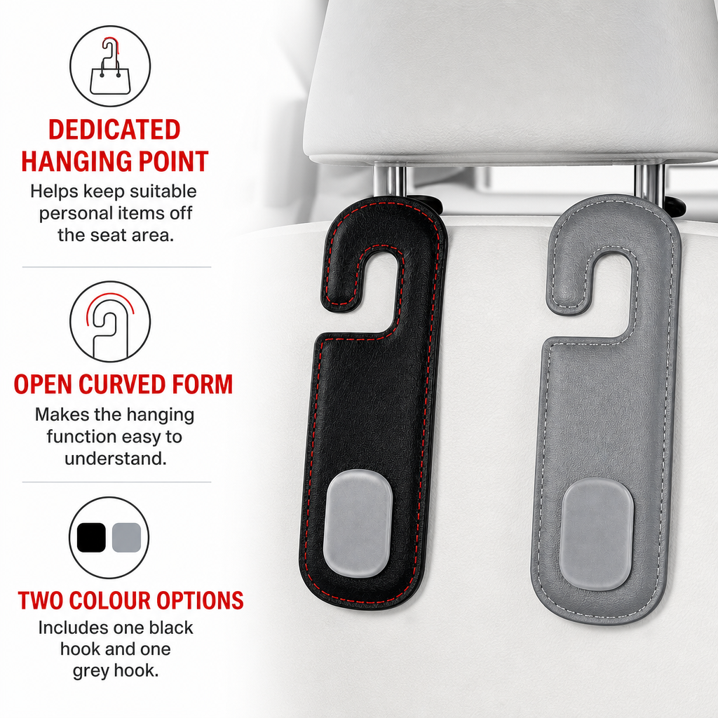 96 Pieces Car Seat Hooks (2 Pack – Black and Grey Seat-Back Hangers for Vehicle Interior Organization)