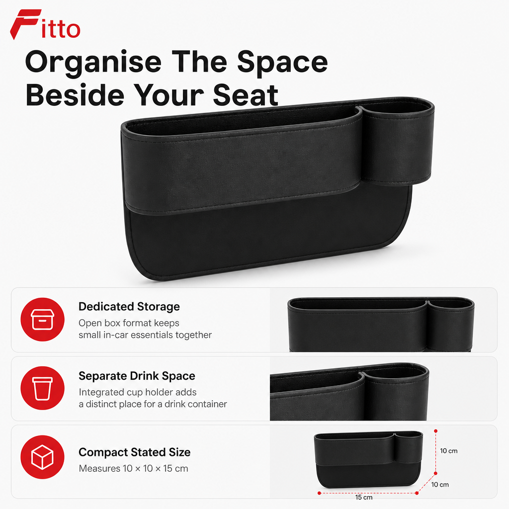 96 Pieces Black Car Seat Gap Storage Boxes with Cup Holder (10 x 10 x 15 cm)