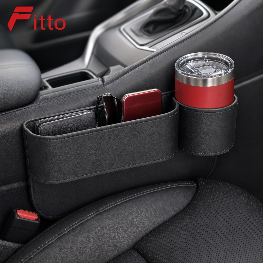 96 Pieces Black Car Seat Gap Storage Boxes with Cup Holder (10 x 10 x 15 cm)