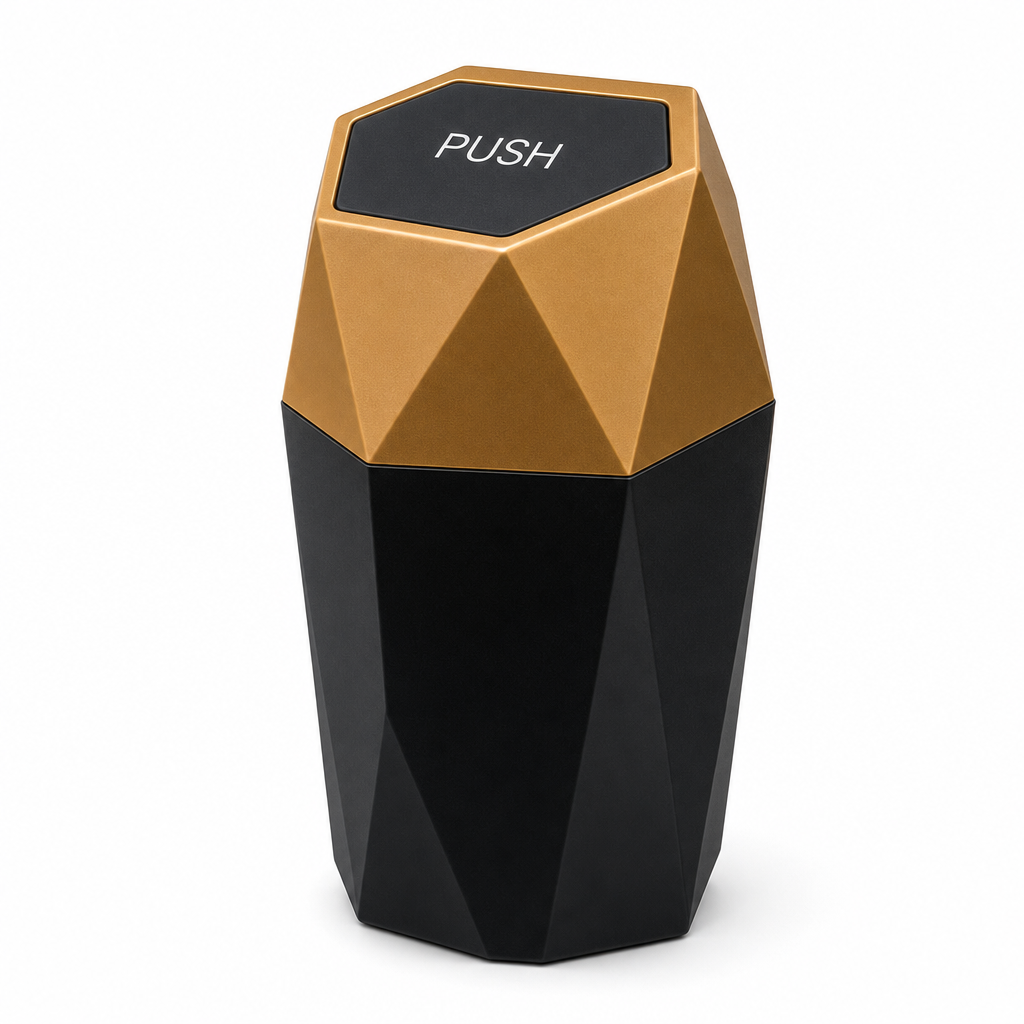 96 Pieces Car Trash Bins with Push Lid (Gold and Black)