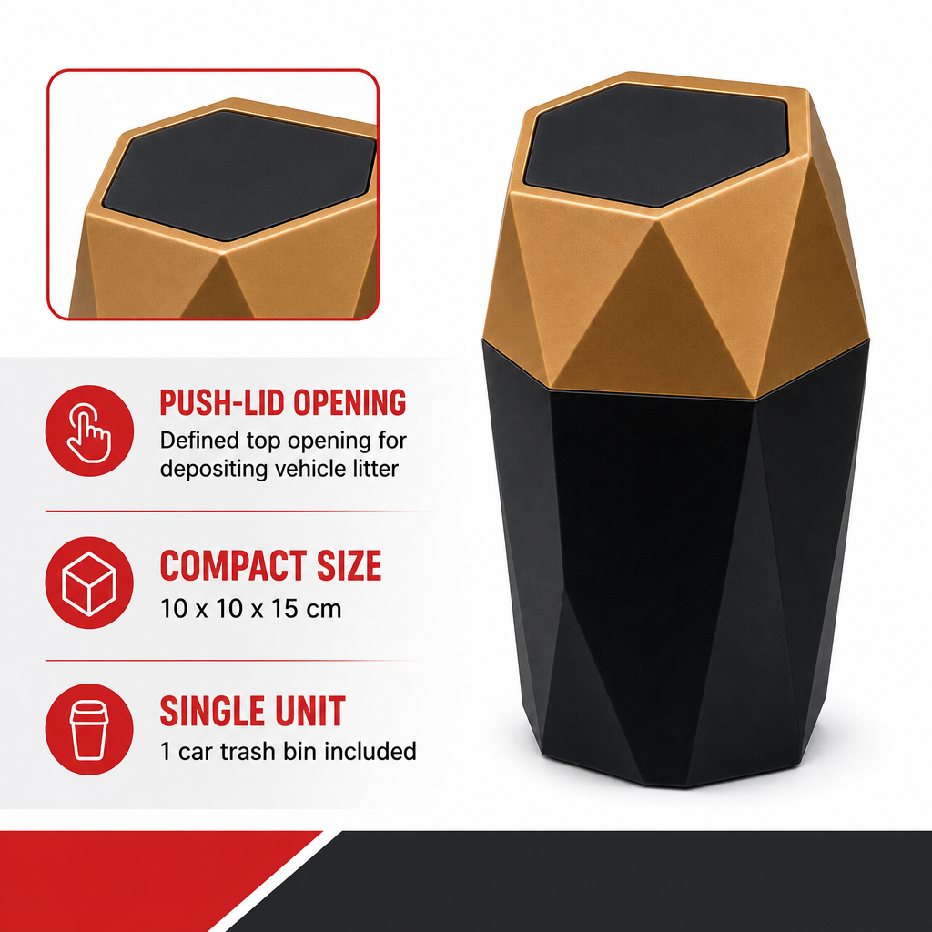 96 Pieces Car Trash Bins with Push Lid (Gold and Black)