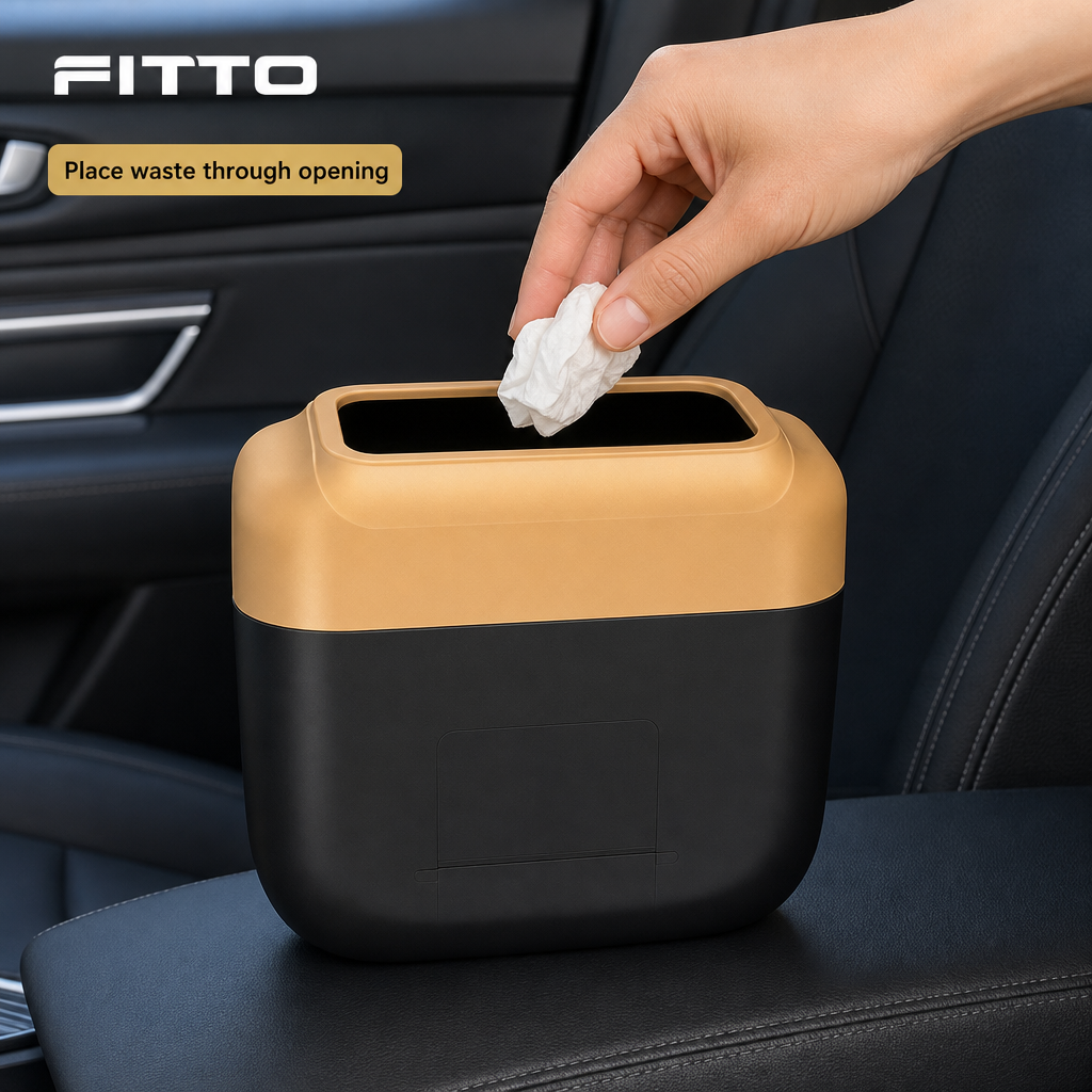 96 Pieces Car Trash Bin Black and Gold Compact Vehicle Waste Containers