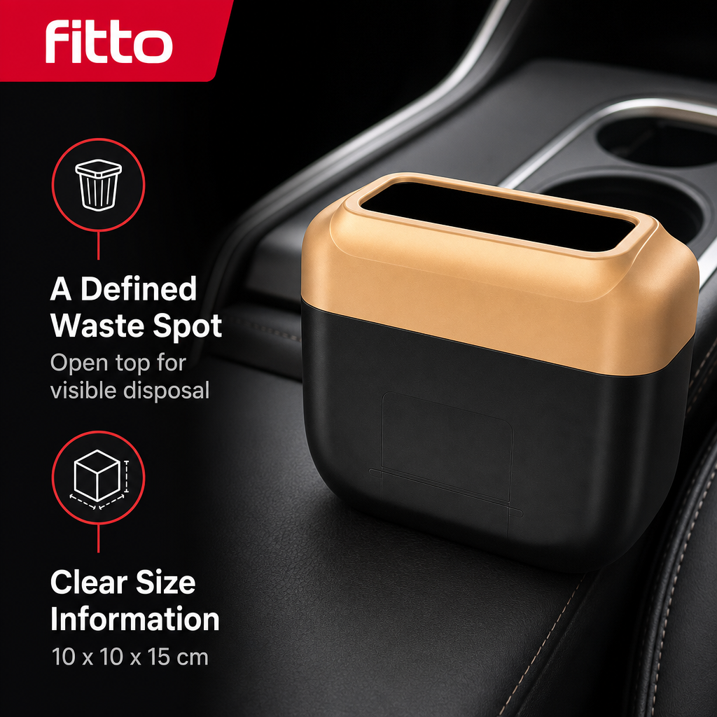 96 Pieces Car Trash Bin Black and Gold Compact Vehicle Waste Containers