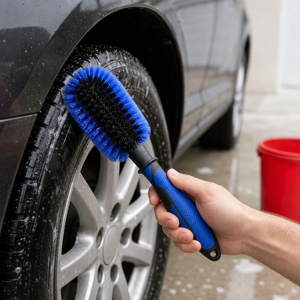 96 Pieces Blue and Black Car Tyre Brushes (Wheel Cleaning Brush for Vehicle Care)