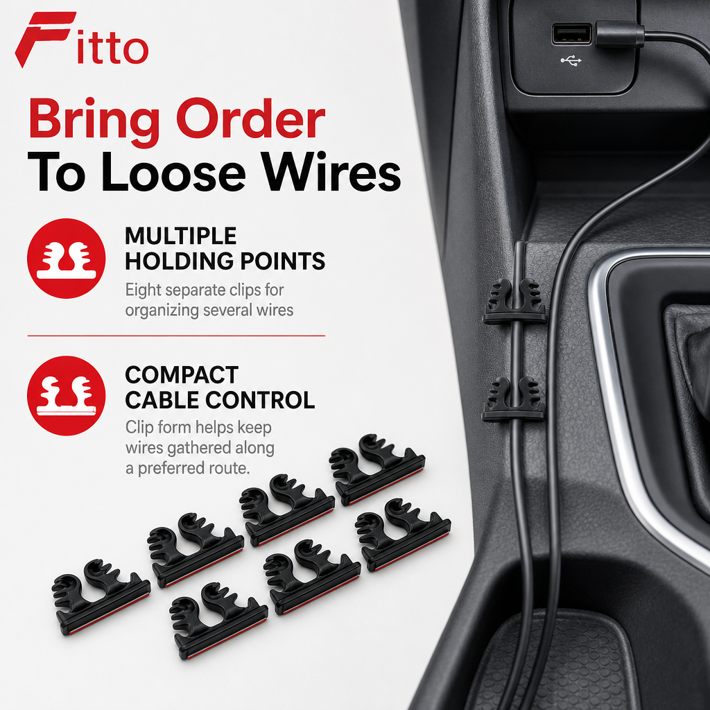 120 Pieces Car Wire Holder Clips (Adhesive Cable Organizers for Vehicle Interiors – 8 Pieces – Black)