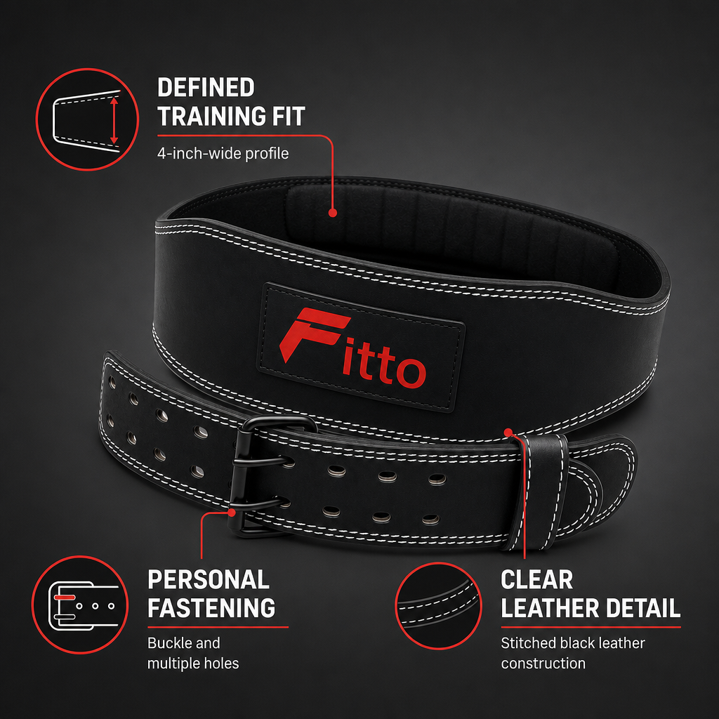 72 Pieces Black Leather Weightlifting Belts (4 Inch Wide – Adjustable Buckle)