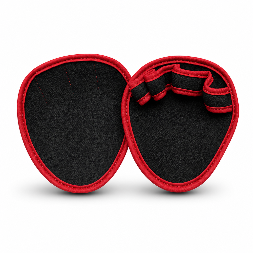 96 Pieces Weightlifting Grip Pads (Black and Red Hand Grips with Finger Loops – 1 Pair)