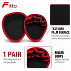 96 Pieces Weightlifting Grip Pads (Black and Red Hand Grips with Finger Loops – 1 Pair)