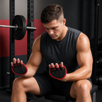 96 Pieces Weightlifting Grip Pads (Black and Red Hand Grips with Finger Loops – 1 Pair)