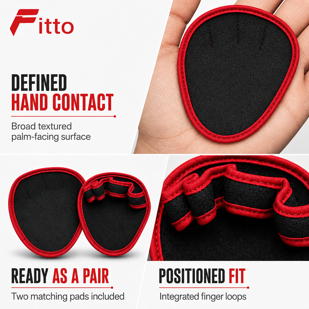 96 Pieces Weightlifting Grip Pads (Black and Red Hand Grips with Finger Loops – 1 Pair)