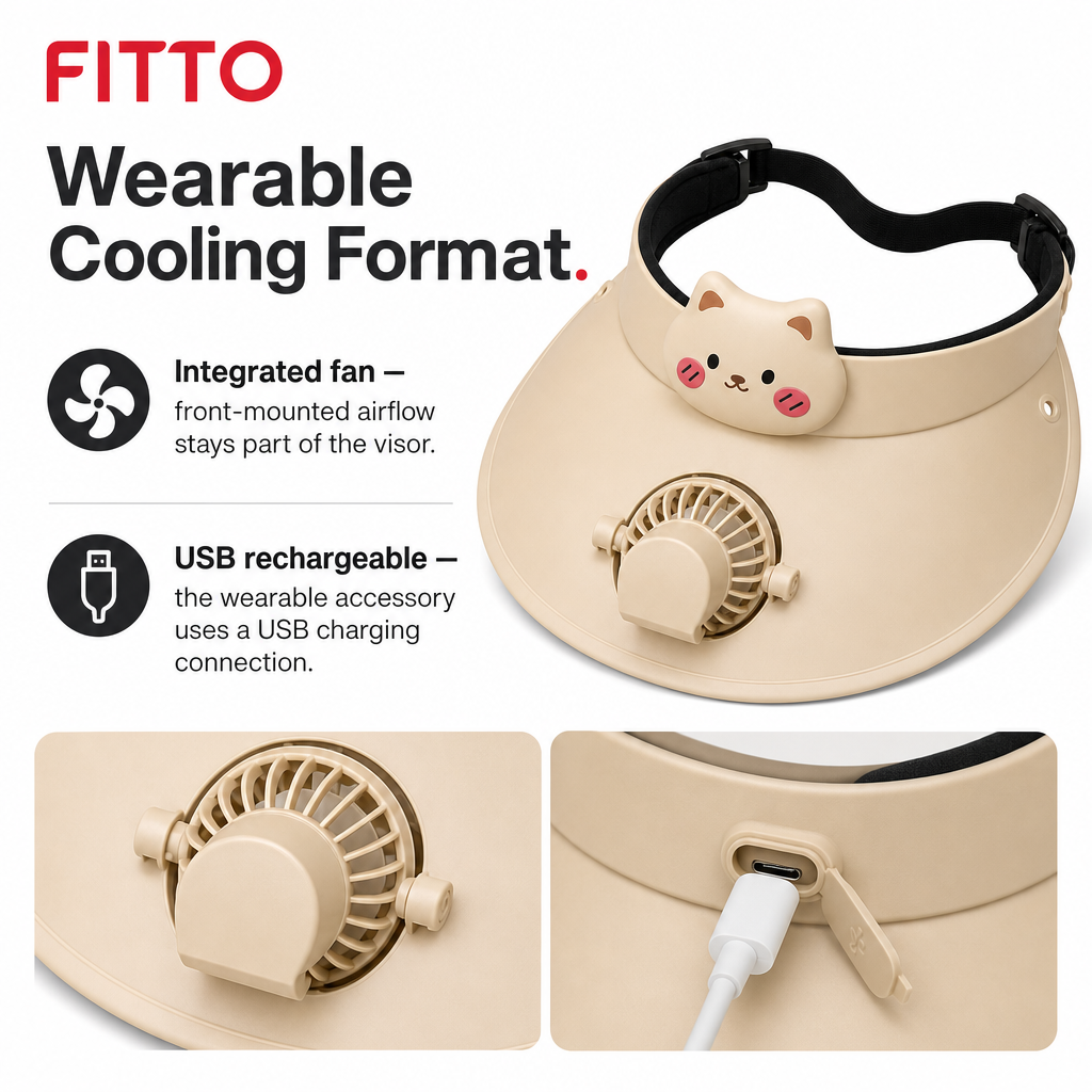 96 Pieces USB Rechargeable Cooling Fan Hats (Wearable Visor with Integrated Fan – Assorted Colors)