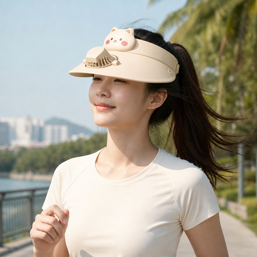 96 Pieces USB Rechargeable Cooling Fan Hats (Wearable Visor with Integrated Fan – Assorted Colors)