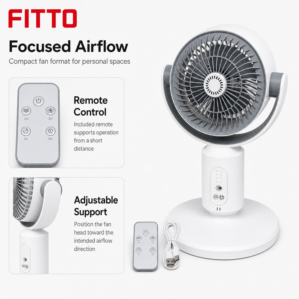 48 Pieces Rechargeable Remote-Control Air Circulator Fans (Portable Personal Fan with Desktop Stand)
