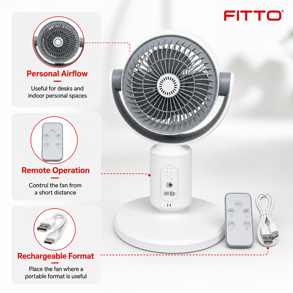 48 Pieces Rechargeable Remote-Control Air Circulator Fans (Portable Personal Fan with Desktop Stand)