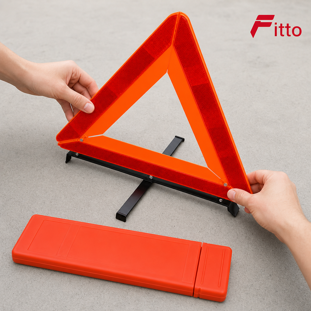 96 Pieces Reflective Emergency Warning Triangles (Folding Roadside Car Marker with Storage Case – Orange)