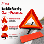 96 Pieces Reflective Emergency Warning Triangles (Folding Roadside Car Marker with Storage Case – Orange)