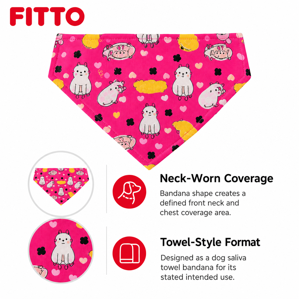 144 Pieces Dog Saliva Towel Bandanas (Pink Animal Pattern – Neck-Worn Cover)