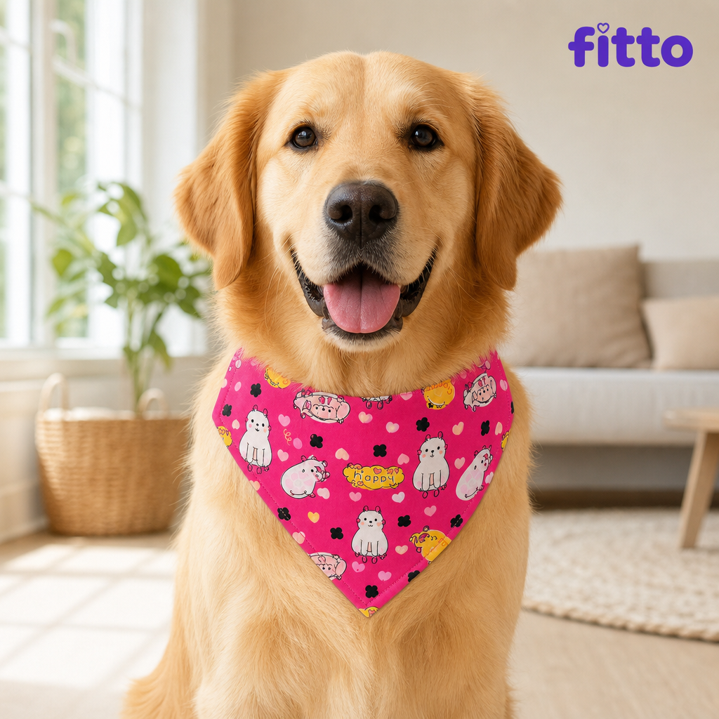 144 Pieces Dog Saliva Towel Bandanas (Pink Animal Pattern – Neck-Worn Cover)