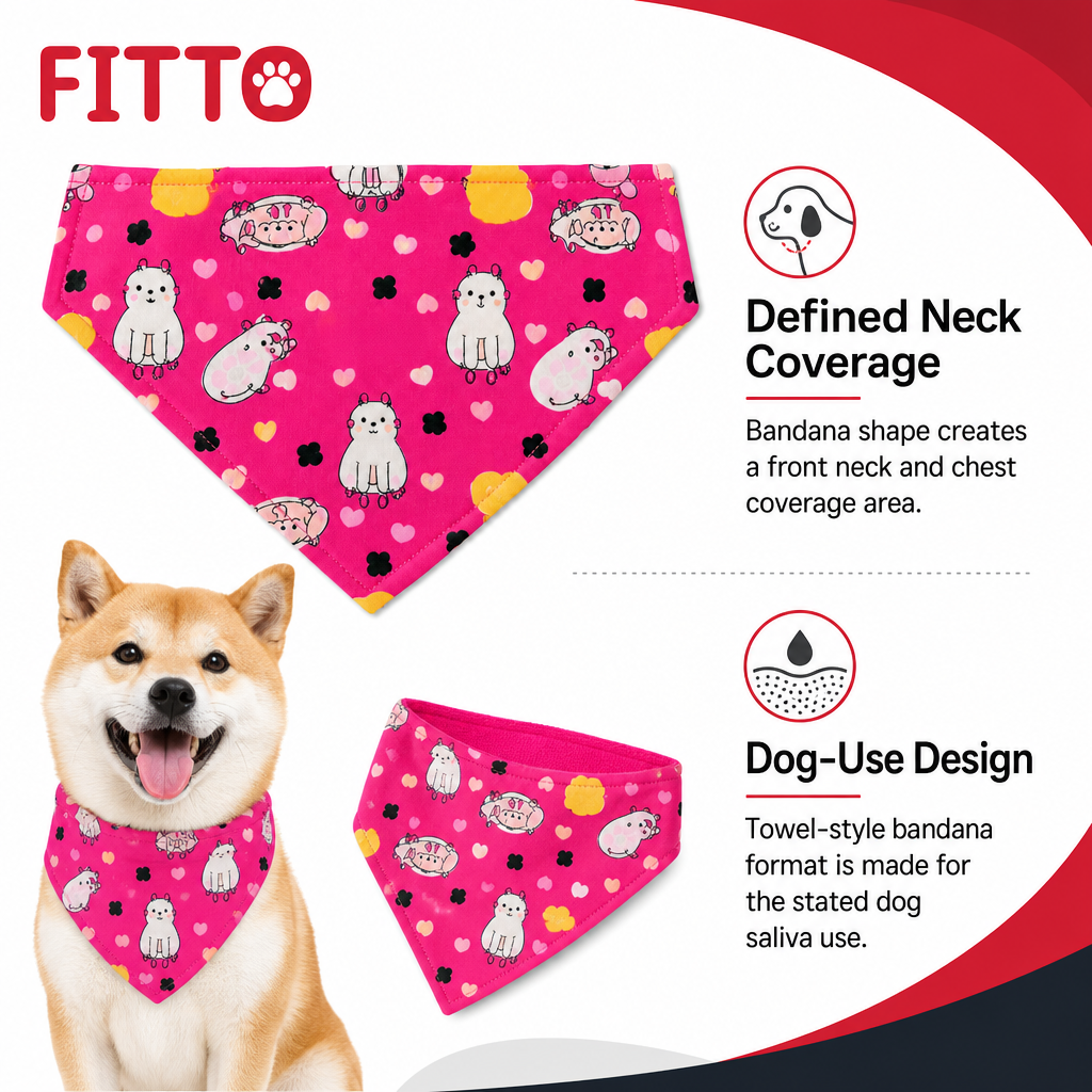 144 Pieces Dog Saliva Towel Bandanas (Pink Animal Pattern – Neck-Worn Cover)