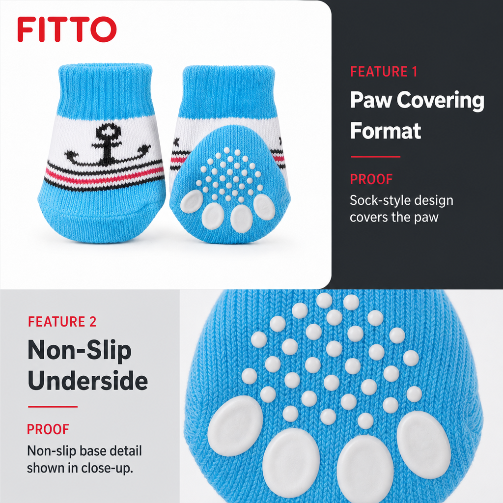 120 Pieces Non-Slip Pet Socks (1 Pair – Paw Coverings for Dogs and Cats)