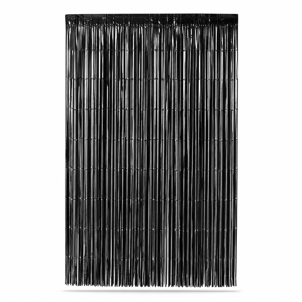 144 Pieces Black Foil Fringe Curtains (1 Piece Party Backdrop Decoration)