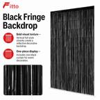 144 Pieces Black Foil Fringe Curtains (1 Piece Party Backdrop Decoration)