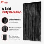 144 Pieces Black Foil Fringe Curtains (1 Piece Party Backdrop Decoration)