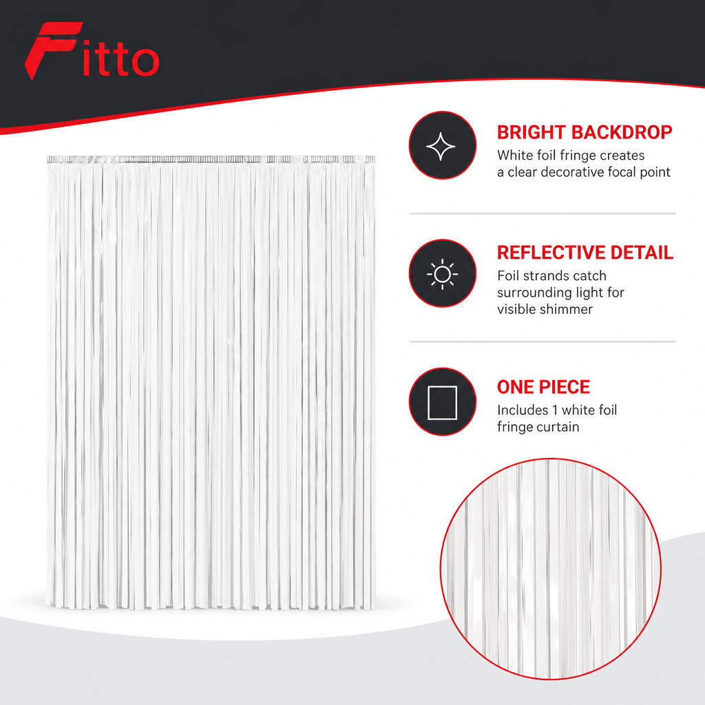 144 Pieces White Foil Fringe Curtains (1 Piece Party Backdrop Decoration)