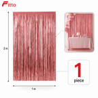 144 Pieces Pink Foil Fringe Curtain Party Backdrops (Metallic Streamer Decoration)