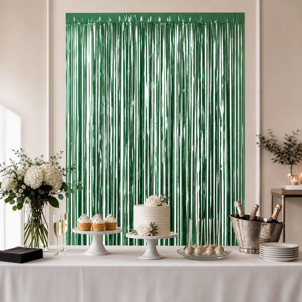 144 Pieces Green Foil Fringe Curtain Party Decorations