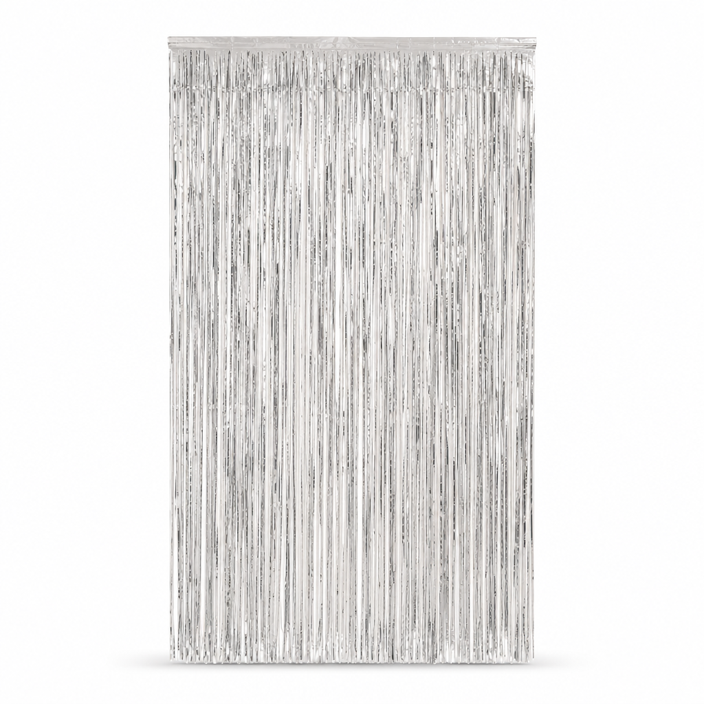 144 Pieces Silver Foil Fringe Curtains (1 Piece Party Backdrop Decoration)