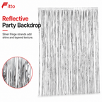 144 Pieces Silver Foil Fringe Curtains (1 Piece Party Backdrop Decoration)