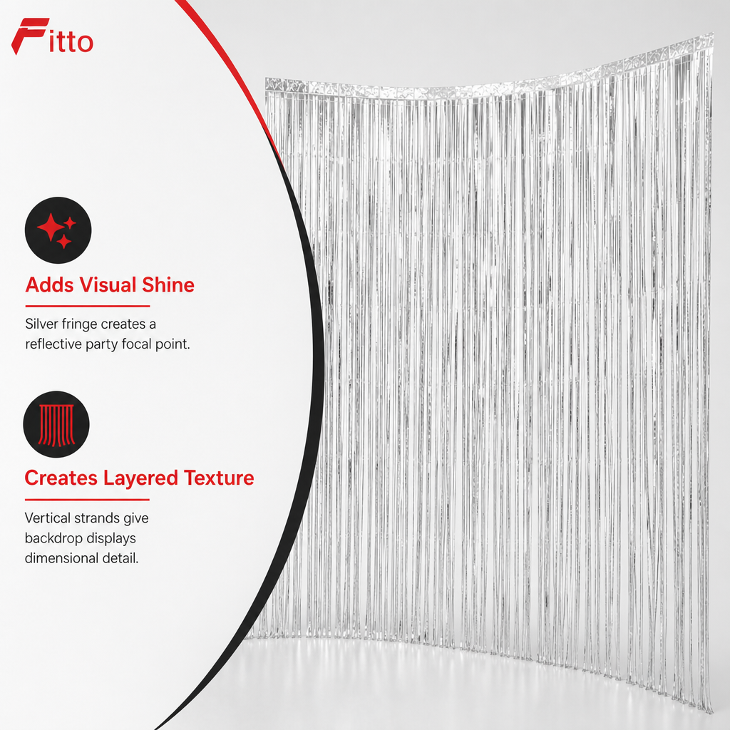 144 Pieces Silver Foil Fringe Curtains (1 Piece Party Backdrop Decoration)
