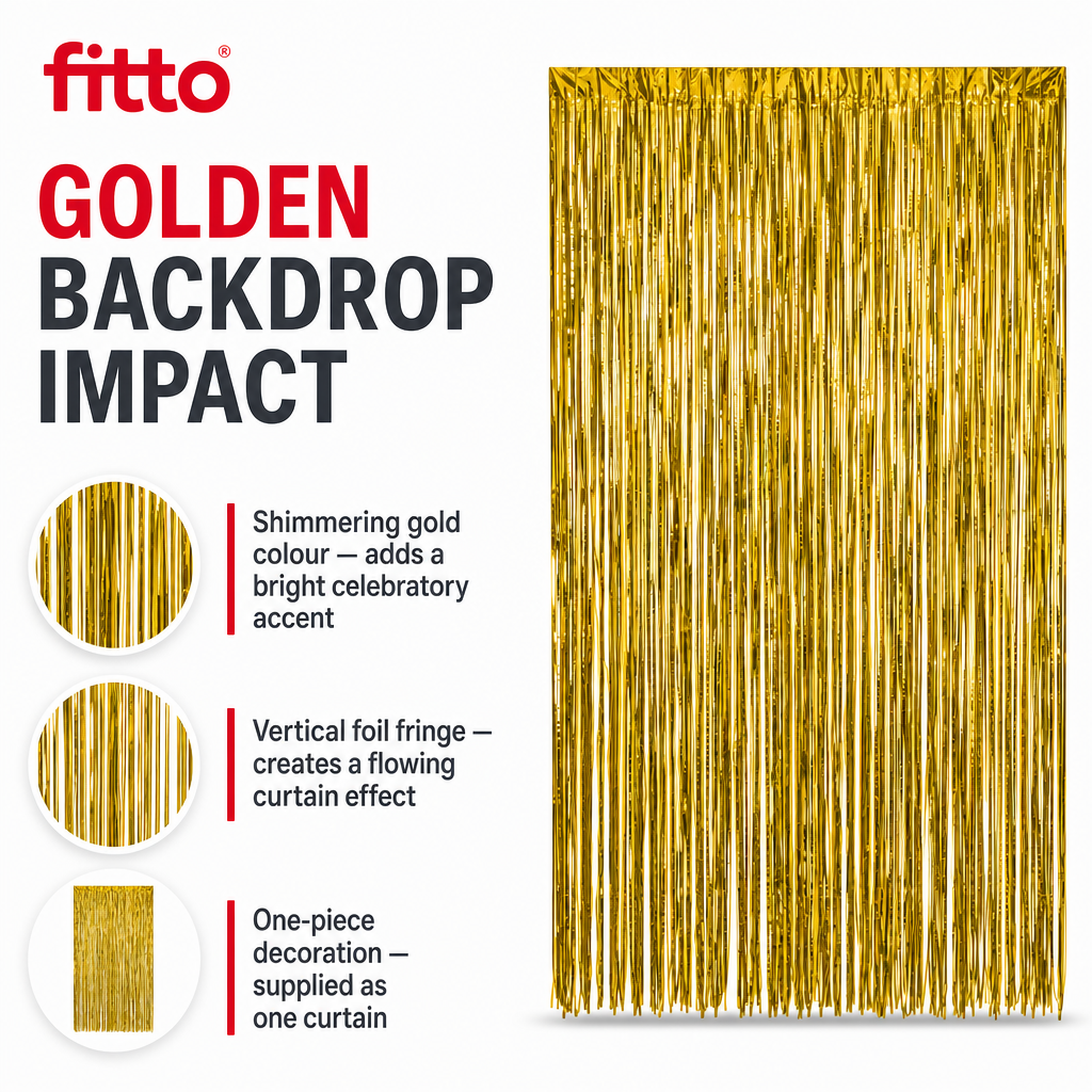 144 Pieces Gold Foil Fringe Curtains (Party Backdrop Decoration)