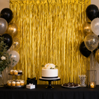 144 Pieces Gold Foil Fringe Curtains (Party Backdrop Decoration)
