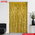 144 Pieces Gold Foil Fringe Curtains (Party Backdrop Decoration)