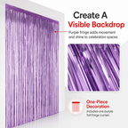 144 Pieces Purple Foil Fringe Curtains (1 Piece Party Backdrop Decoration)