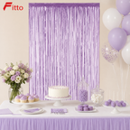 144 Pieces Purple Foil Fringe Curtains (1 Piece Party Backdrop Decoration)