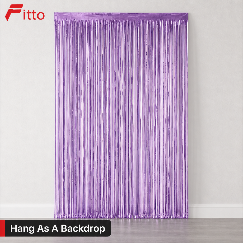 144 Pieces Purple Foil Fringe Curtains (1 Piece Party Backdrop Decoration)