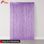 144 Pieces Purple Foil Fringe Curtains (1 Piece Party Backdrop Decoration)