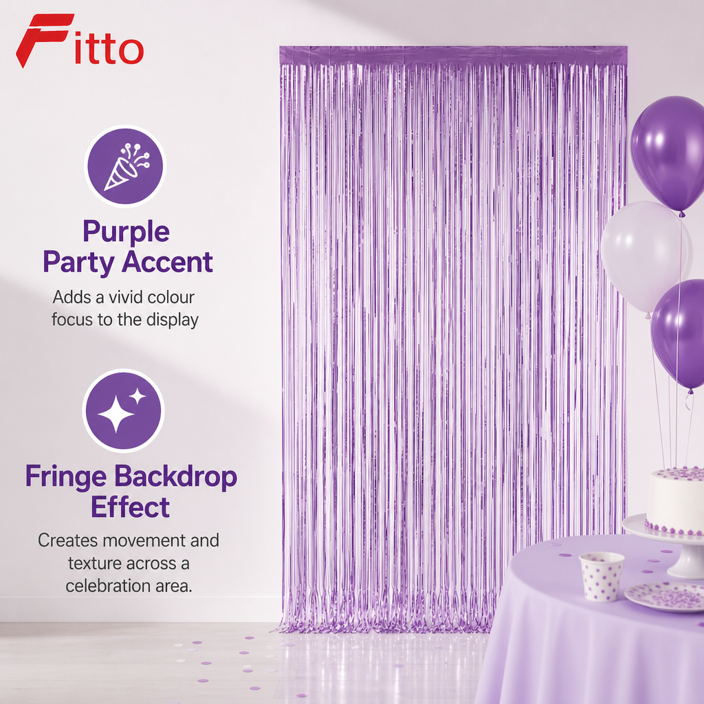 144 Pieces Purple Foil Fringe Curtains (1 Piece Party Backdrop Decoration)
