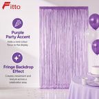 144 Pieces Purple Foil Fringe Curtains (1 Piece Party Backdrop Decoration)