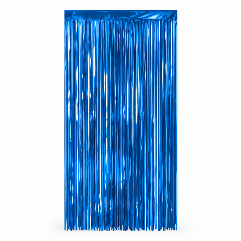 144 Pieces Blue Foil Fringe Curtains (Metallic Streamer Backdrop Decoration for Party Events)