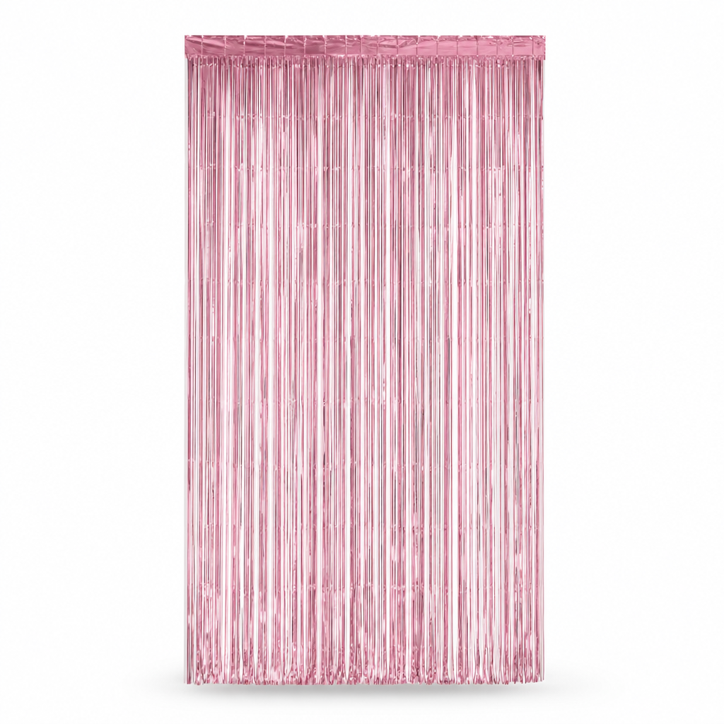 144 Pieces Pink Foil Fringe Curtains (Reflective Party Backdrop Decoration)