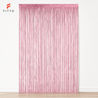 144 Pieces Pink Foil Fringe Curtains (Reflective Party Backdrop Decoration)