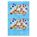 144 Pieces Happy Birthday Foil Fringe Curtains (Blue – 1 Piece Party Backdrop Decoration)