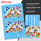144 Pieces Happy Birthday Foil Fringe Curtains (Blue – 1 Piece Party Backdrop Decoration)